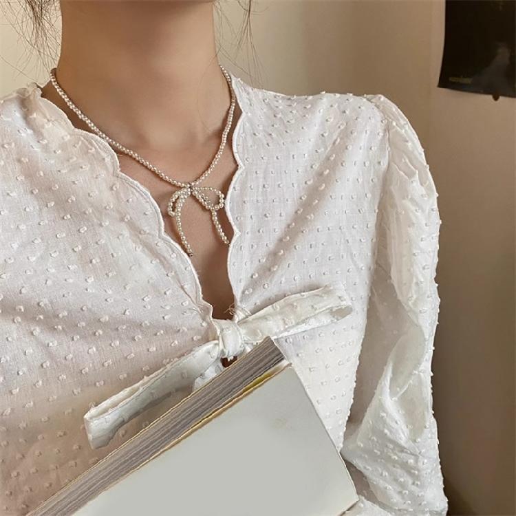 Elegant Pearls Bowknot Necklace Fashion Collar Necklace Clavicle Chain Choker