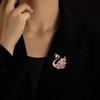 Crystal Swan Brooch Women Luxury Fashion Gradient Wing Pin Elegant Wedding Evening Suit Coat Accessory Jewelry Gift