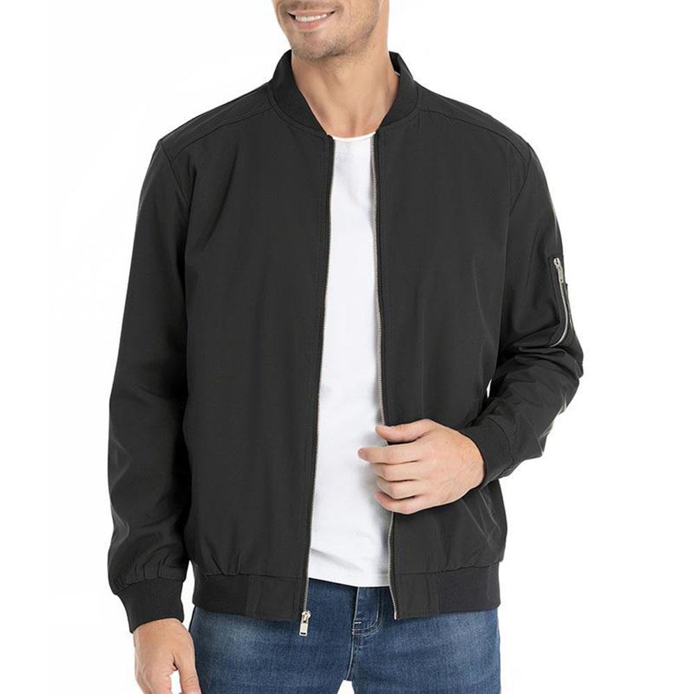 

Мужские куртки-бомберы для активного отдыха, повседневная базовая классическая куртка, мужская уличная одежда, тонкая ветровка для бейсбола на весну и осень L чёрный