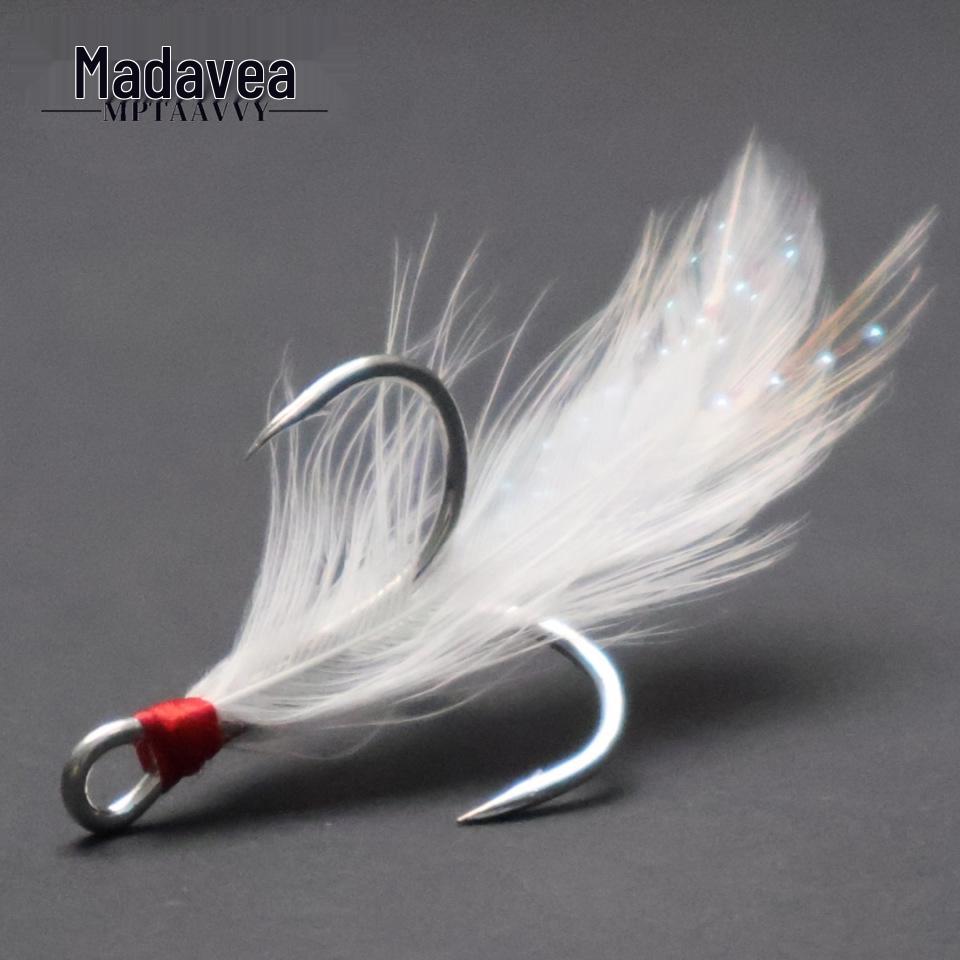 Enhanced Fishing Lure with 6x Reinforced Blood Groove, Feathered Treble Hook, and Barbed Three-Claw Design