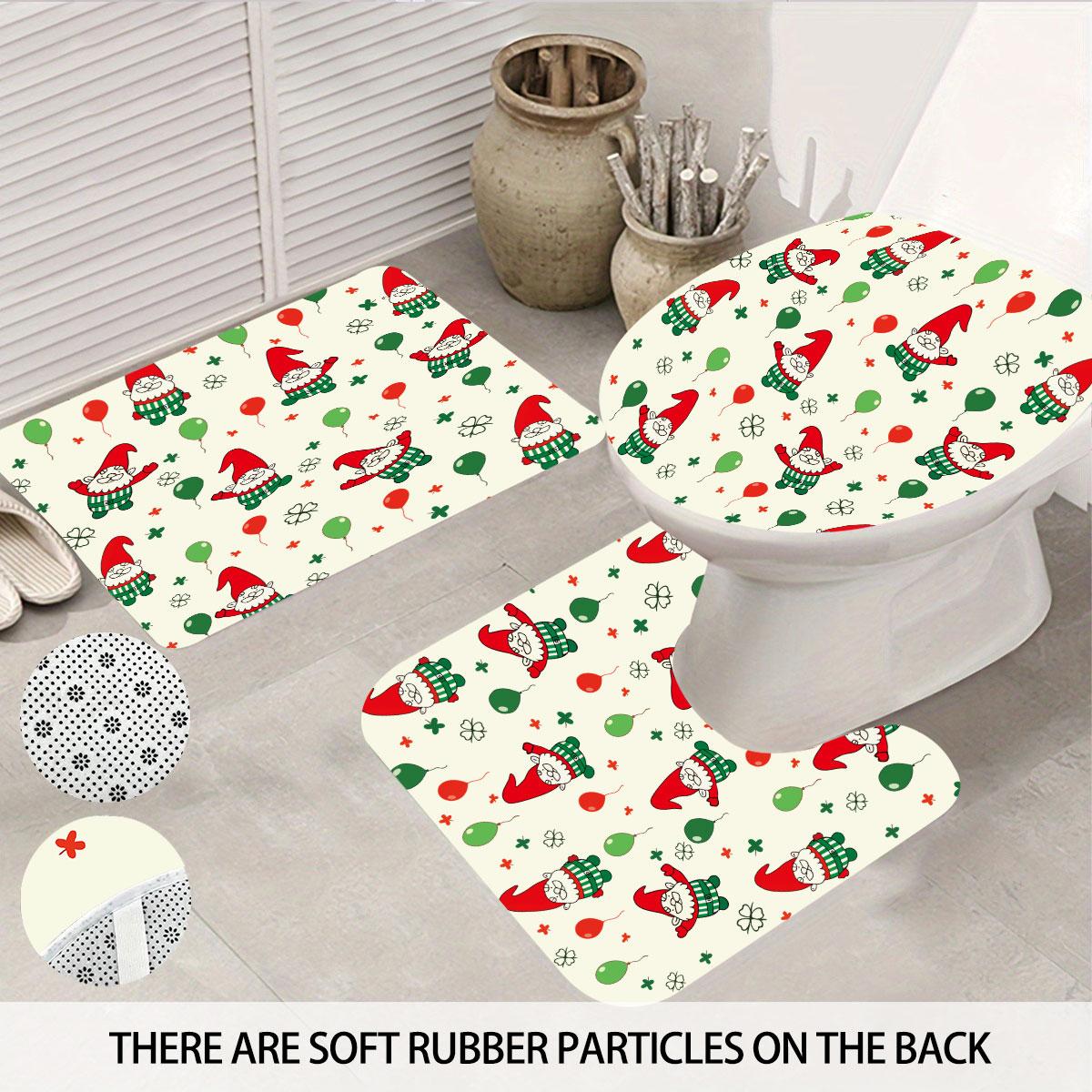 

Рождественский гном Принт Набор для ванной из 4 предметов 180X180 Водонепроницаемая шторка для душа Коврик для пола Коврик для туалета U-образной формы Regular