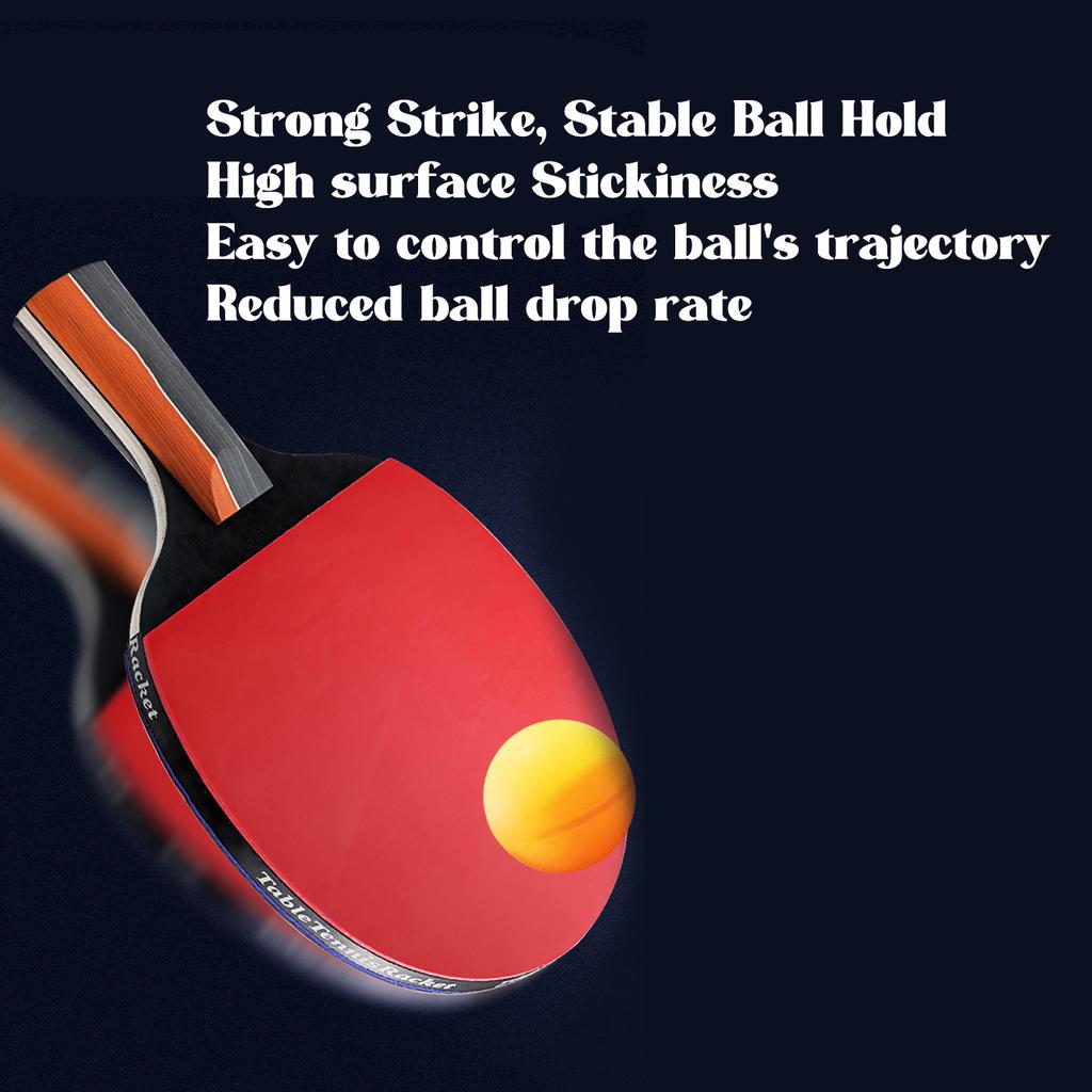 Table Tennis Paddle Set Long Sweat Absorbing Handle Table Tennis Bats with 3 Balls for Beginners