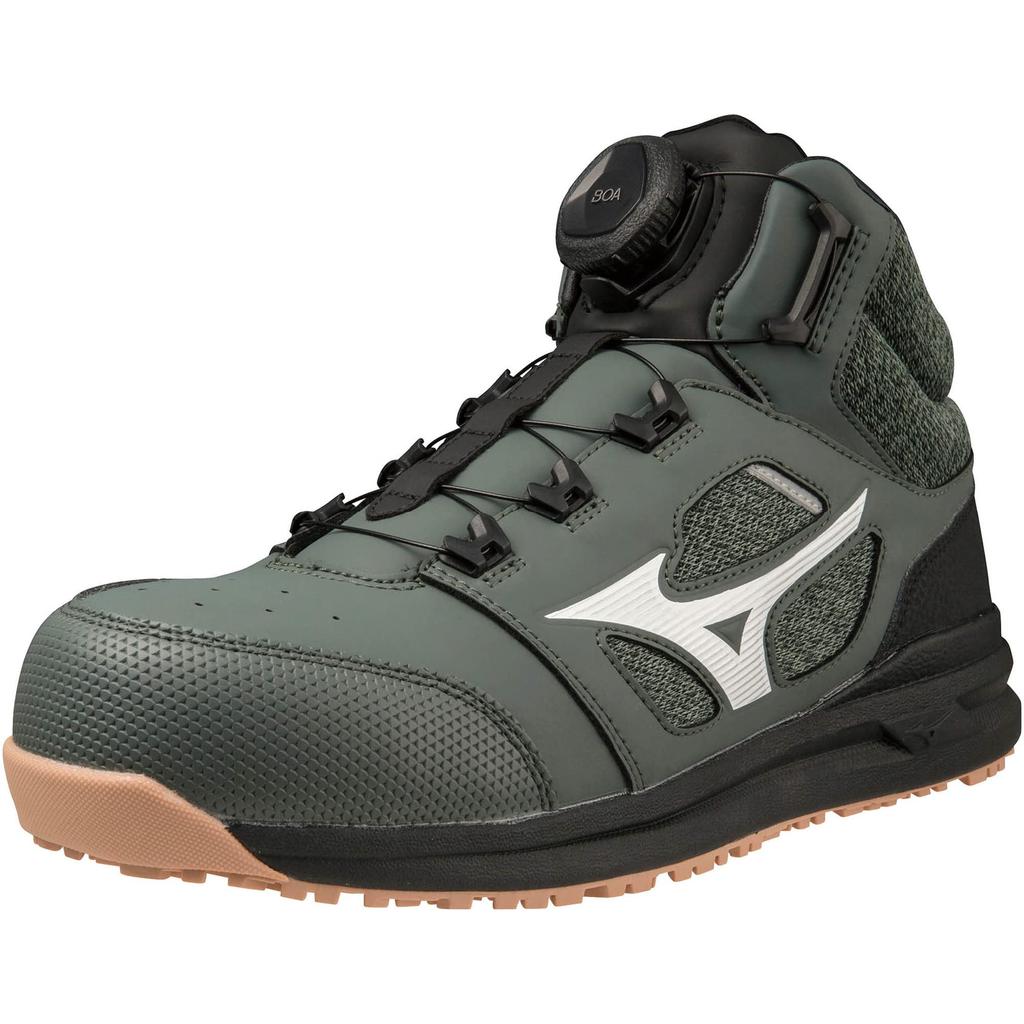 Mizuno Almighty BOA Work and Safety Khaki and Size 3E LS73M Men's Shoes, White, 26cm,