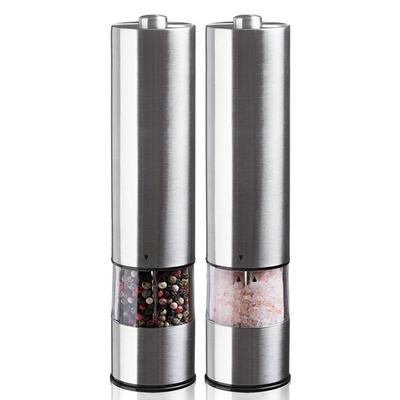 Electric Salt and Pepper Grinder Set (Batteries Not Included) - Automatic Adjustable Shakers - Stainless Steel Powered