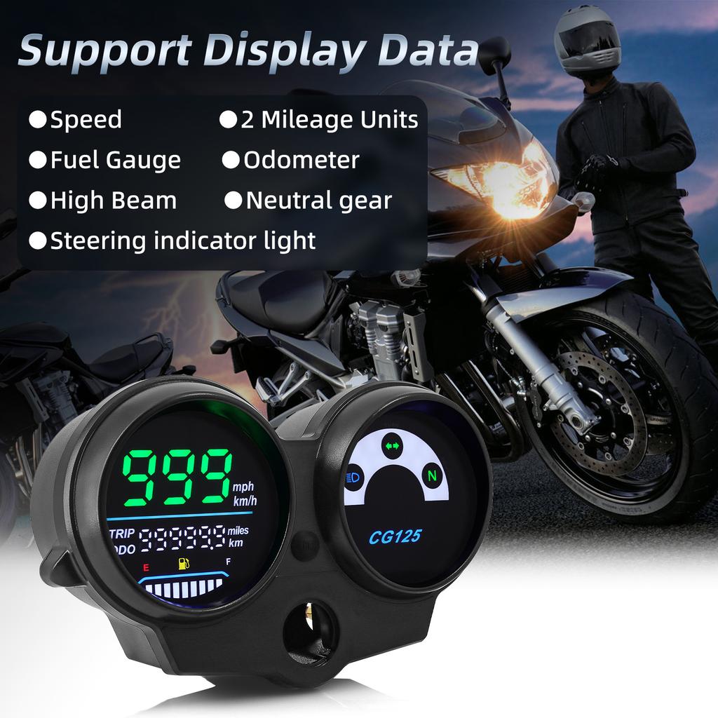 Motorcycle LED Speedometer For CG125 2000 to 2008 Fan 125 Titan 125 Digital Odometer Tachometer Fuel Level Gauge Waterproof