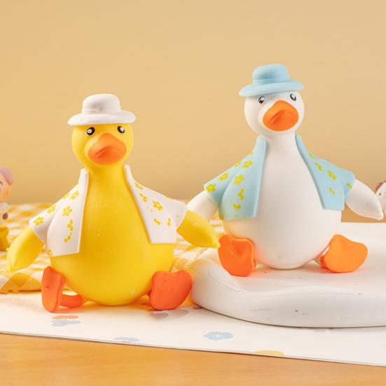 Slow-Rising Duck Squeeze Toy Soft TPR Stress Reliever with Interchangeable Outfits Portable Fidget Decompression Gadget for Kids Adults