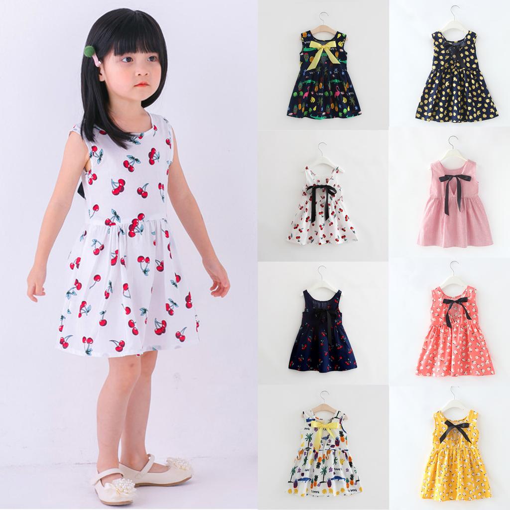 Toddler Girls Summer Princess Dress Kids Baby Party Wedding Sleeveless Dresses