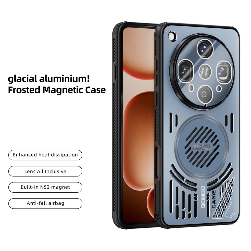ABEEL For Oppo Find X8 Ultra 5G Magnetic Case Aluminium Alloy + PC + TPU Hollow Heat Dissipation Phone Cover