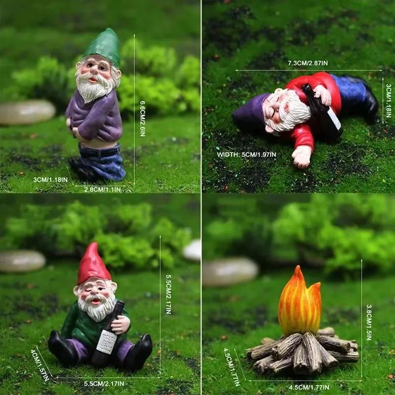 Collectible Garden Gnomes with Accessories - Resin Miniature for Halloween, Home Decoration, Fairy Garden Ornament