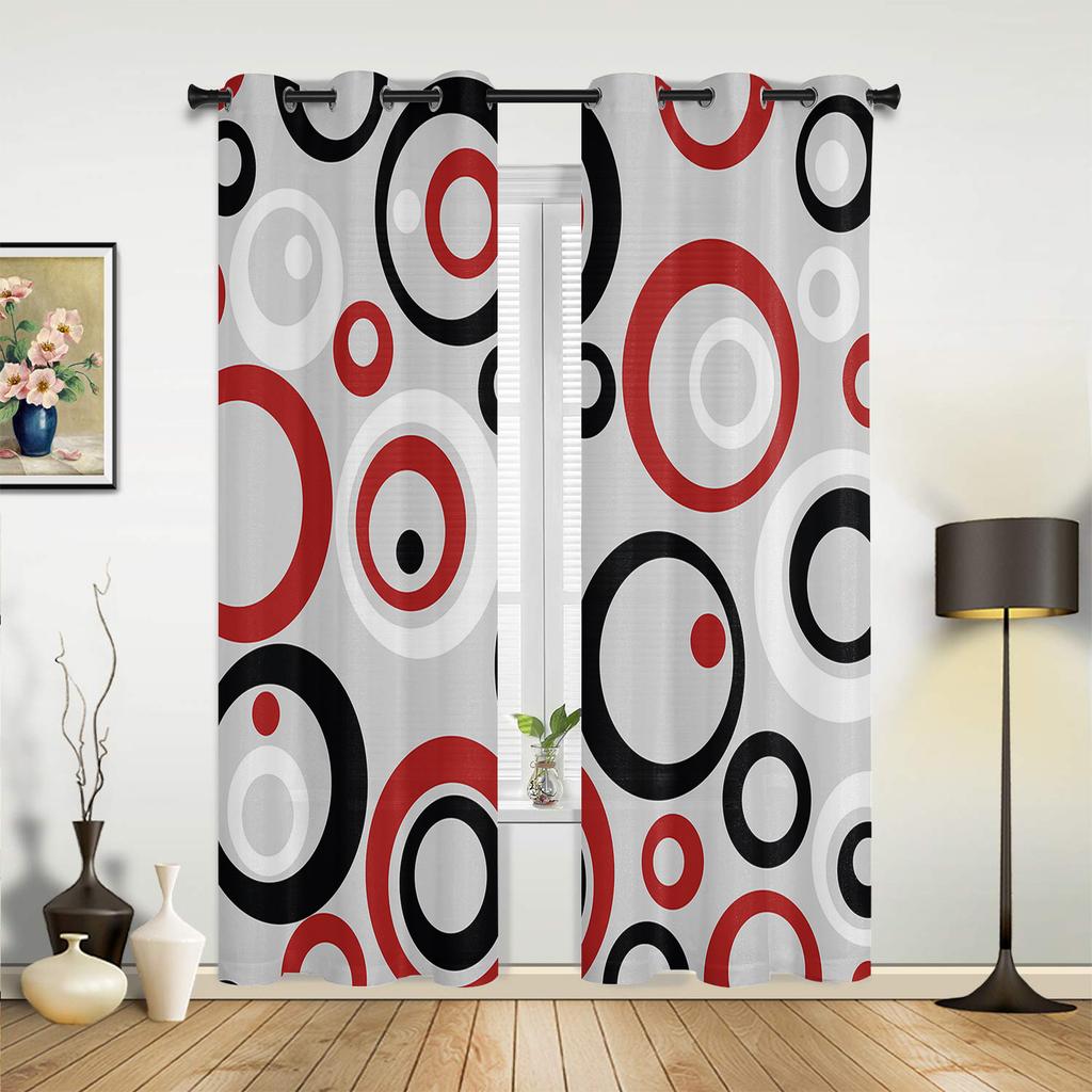 Circle Abstract Geometry Window Curtain Living Room Luxury Valance Curtain for Bedroom Home Kitchen Decor Curtain