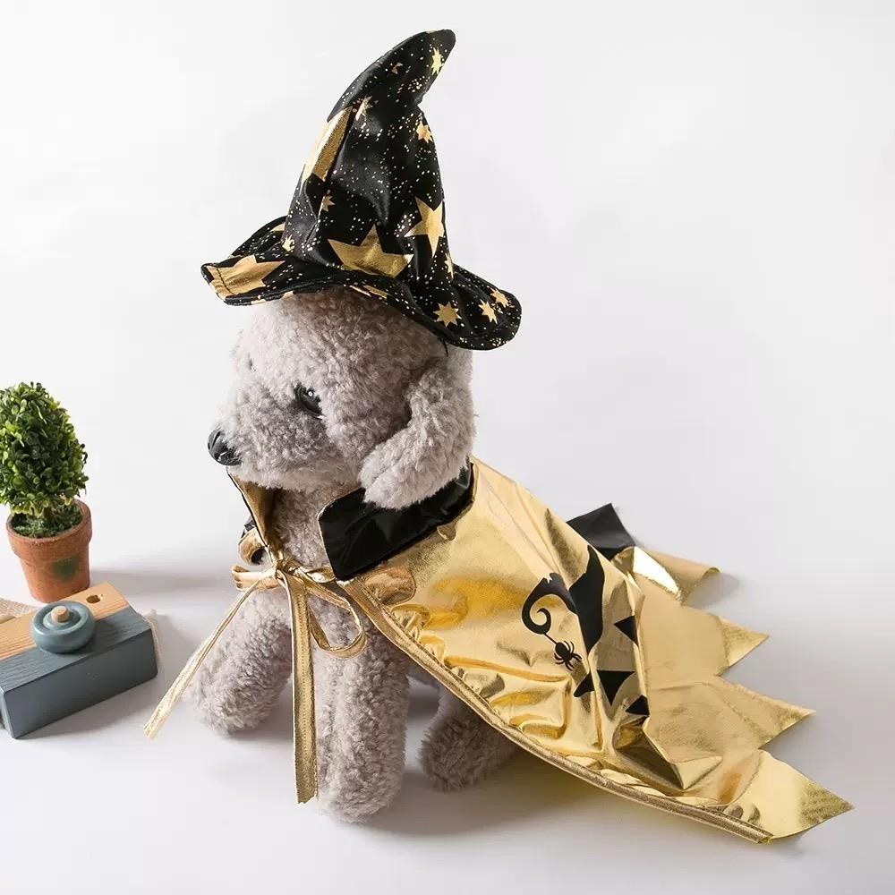 with Witch Hat Cat Cosplay Cloak Star Kitten Dress Funny Small Dog Knight Cape  Cat