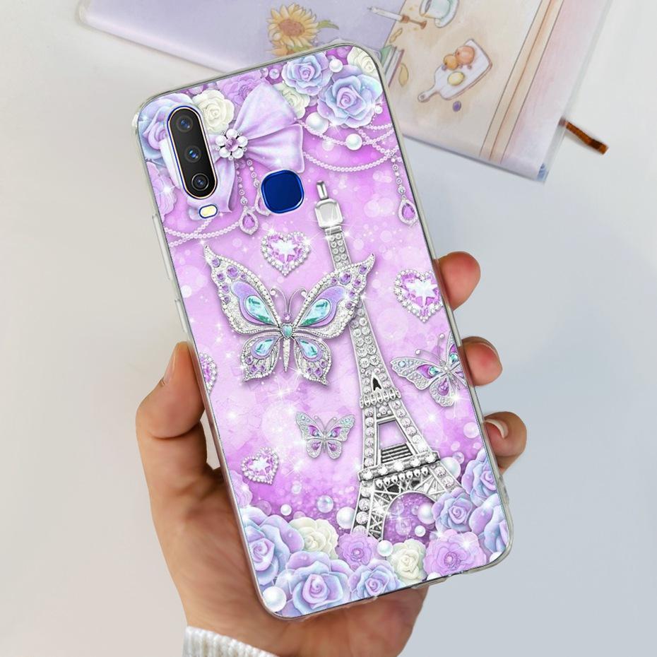 For Vivo Y12 1904 1940 Phone Case Fashion Butterfly Painted Soft Silicone TPU Cover For Vivo Y17 Y15 Y12 1902 1901 Bumper