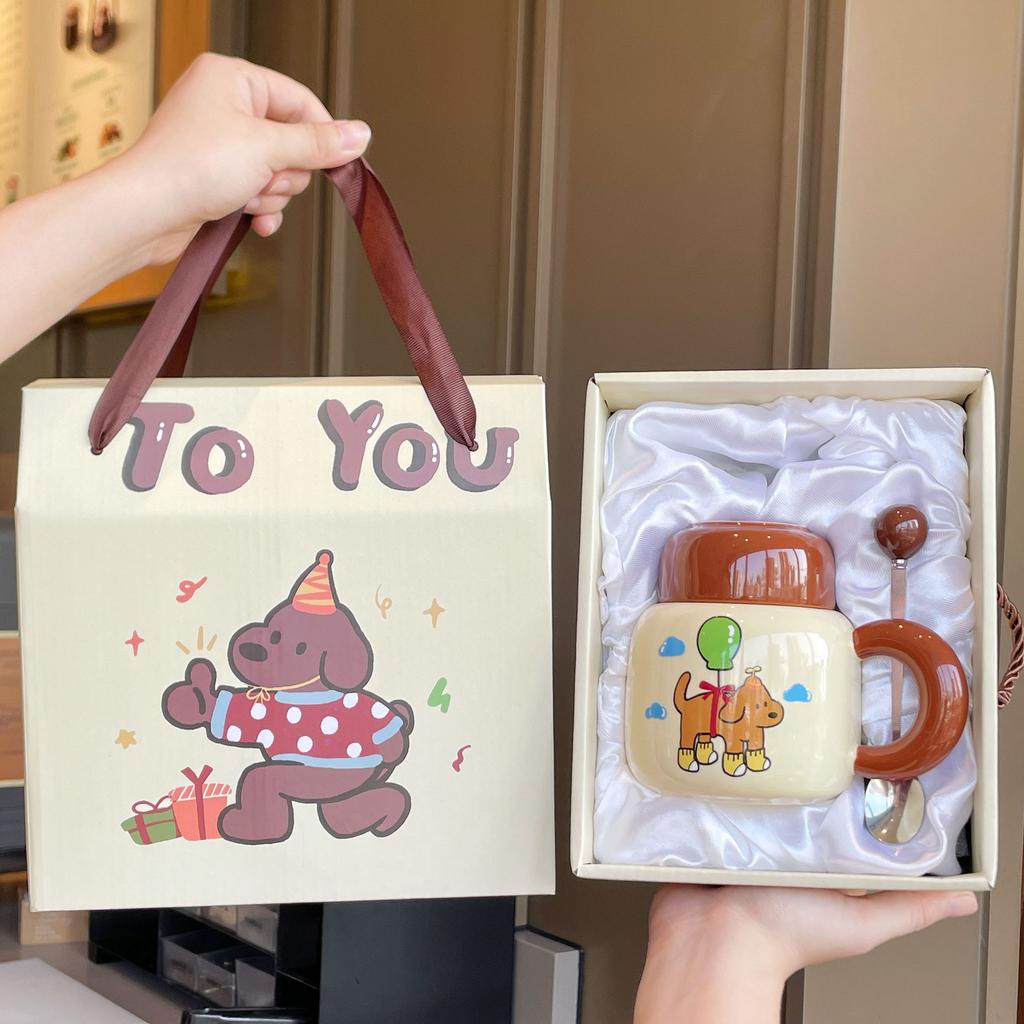 Souvenir Girls Cute Ceramic Mug with Lid Puppy Water Cup Creative Practical Cup Men's Coffee Cup Gift
