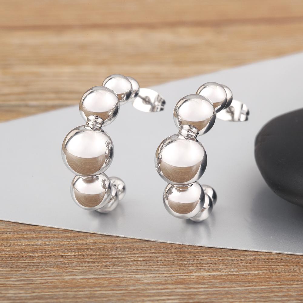 Nidin High Quality Round Beads Copper Charm Drop Earrings For Women Girl Birthday Party Ear Jewelry Accessories Fashionable Gift