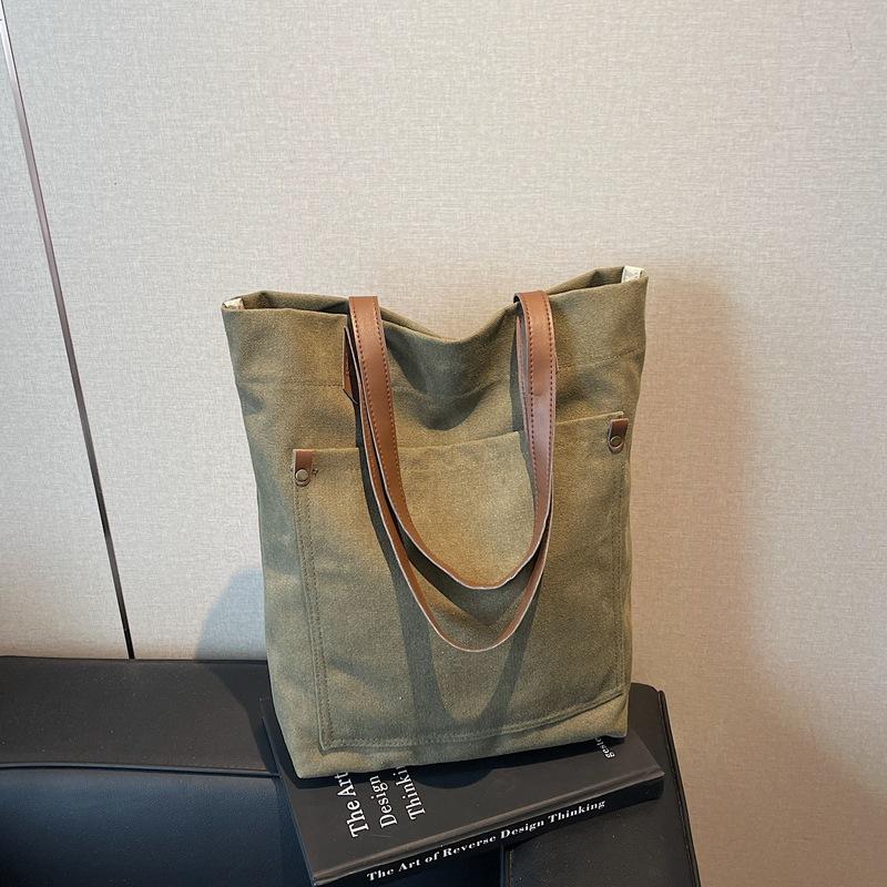 Niche retro canvas bag women's new large-capacity casual shoulder bag class commuter tote bag