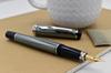 Xezo Incognito Diamond Cut Serial Medium Fountain Zinc Slate Platinum Pen, Lacquer. Plated.
