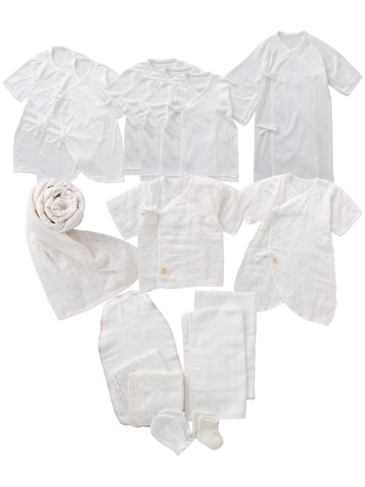 

ANGELIEBE Baby Made in Starter Set for Bath Sweat Absorbent and Product 50690168 Original, Japan, 16-Piece Newborns Underwear, Swaddle, Cloth, Gauze,