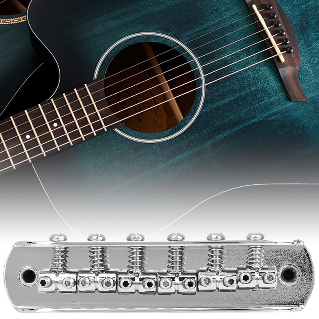 Threaded Saddle Guitar Bridge Replacement For Mustang Jag J Master Style Guitars (Silver)