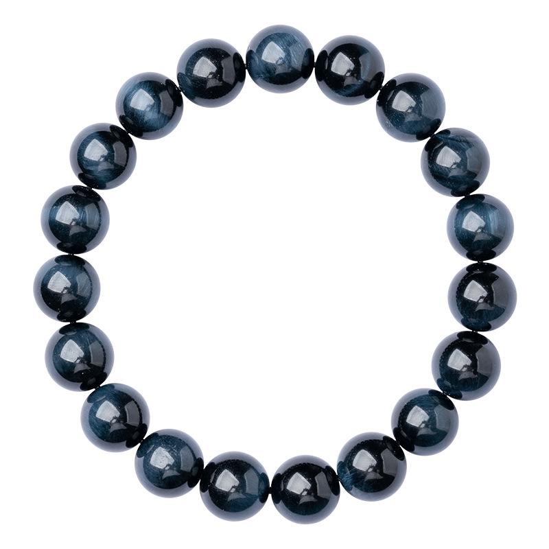 Blue Tiger Eye Bead Bracelet | Unisex Hawk's Eye Stone | Round Beaded Bracelet | Single Circle Style