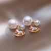 Silver Needle Pearl Horse Pendant Earrings: Retro, Elegant, Niche, Versatile for Women