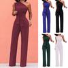 Bankett Romper En axel Närsittande Sexig Andas Fasta sömmar Enfärgade med bälte Slim Fit Ärmlös Prom Jumpsuit Dagliga kläder