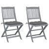 Day and Night - Day and Night Folding Garden Chairs 2 Pcs Cushions Solid Acacia Wood