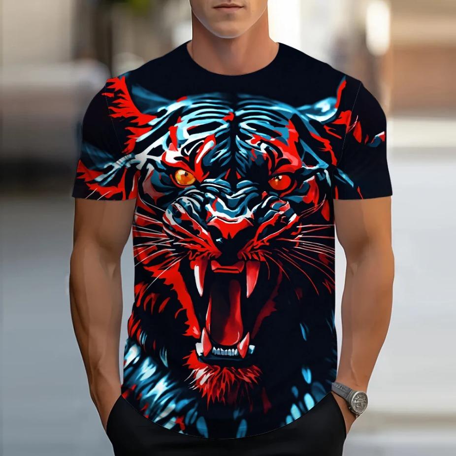 Golden Lion King 3D Printed Men's T-shirt Summer Animal T-shirt