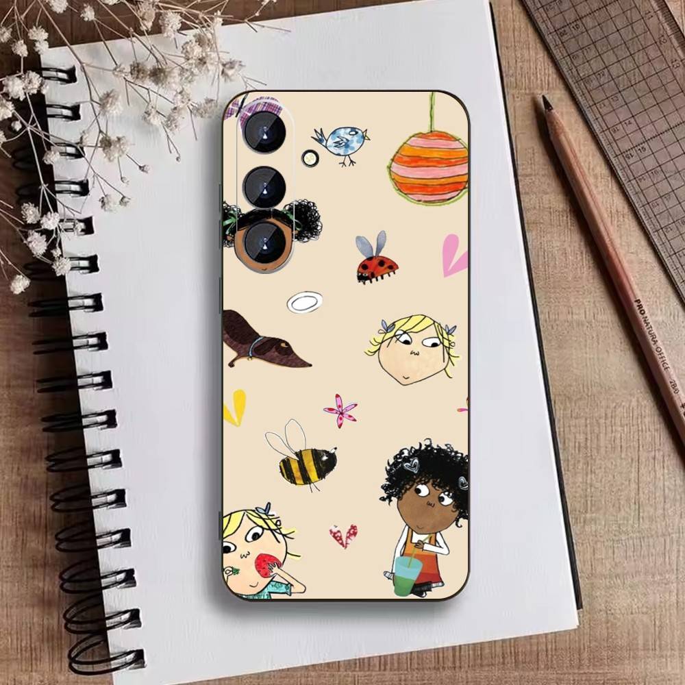 F-Charlie and Lola Cartoon Phone Case For Samsung Galaxy A73,21,22,32,71,53,52,51,80,5G Soft Black Cover