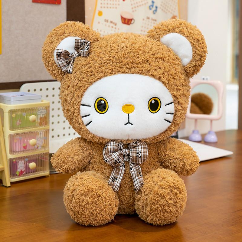 Doll Plush Cartoon With Bear Exterior Design And Checkered Bow Decor