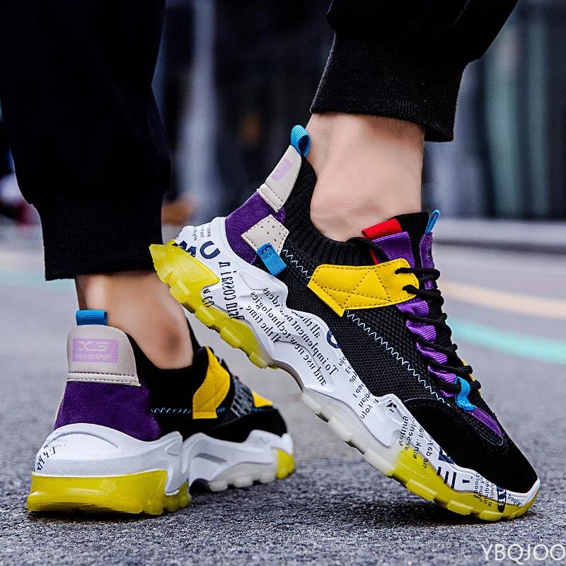 New Men Casual Sports Shoes High-quality Low-cut Socks Shoes Thick-soled Old Dad Shoes Breathable Comfortable Men Running