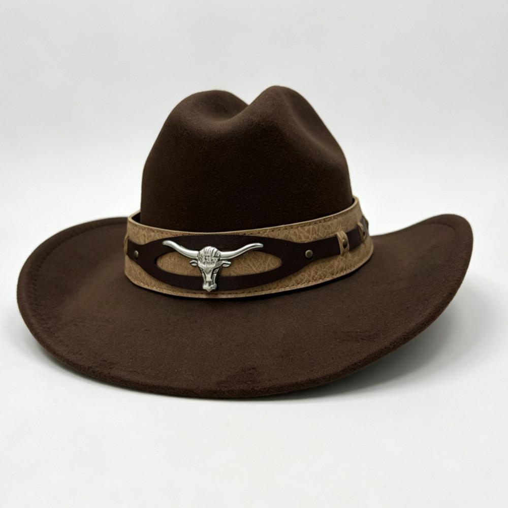 Bull Skull Fedora Hat Dress Up Topper Hat Vintage Western Cowboy Hat Stage Performance