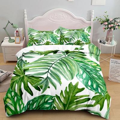 Tropical Palmtree Leaves Bedding Set King Queen Size Duvet Cover Pillowcase Soft Breathable Bed Linen Set