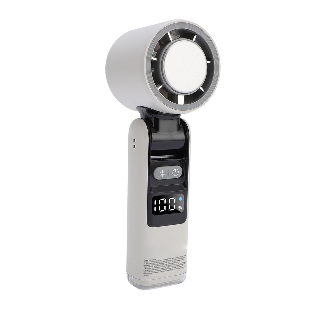 Handheld Fan Digital Display High Speed Turbine Ice Cooling Fan Foldable Fan with Light for Travel