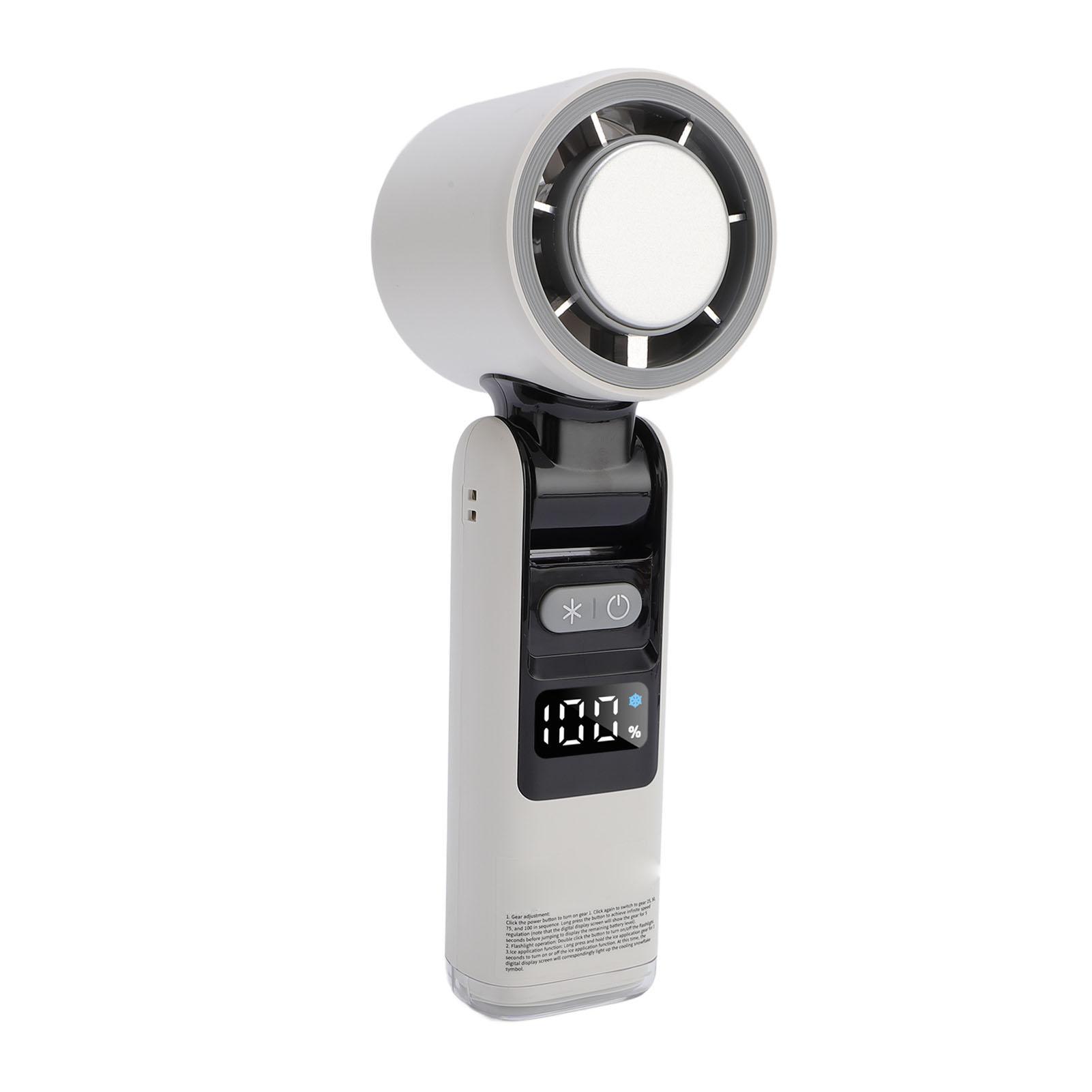 

Ручной вентилятор с цифровым дисплеем, высокоскоростной турбинный вентилятор для охлаждения льдом, складной вентилятор с подсветкой для путешествий белый