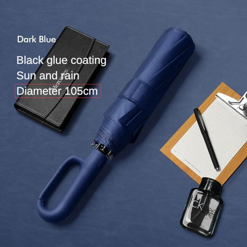 

Ветрозащитный прочный 125 см усиленный автоматический складной зонт для мужчин, большая ручка с пряжкой, двойная кость, ветро- и водонепроницаемый