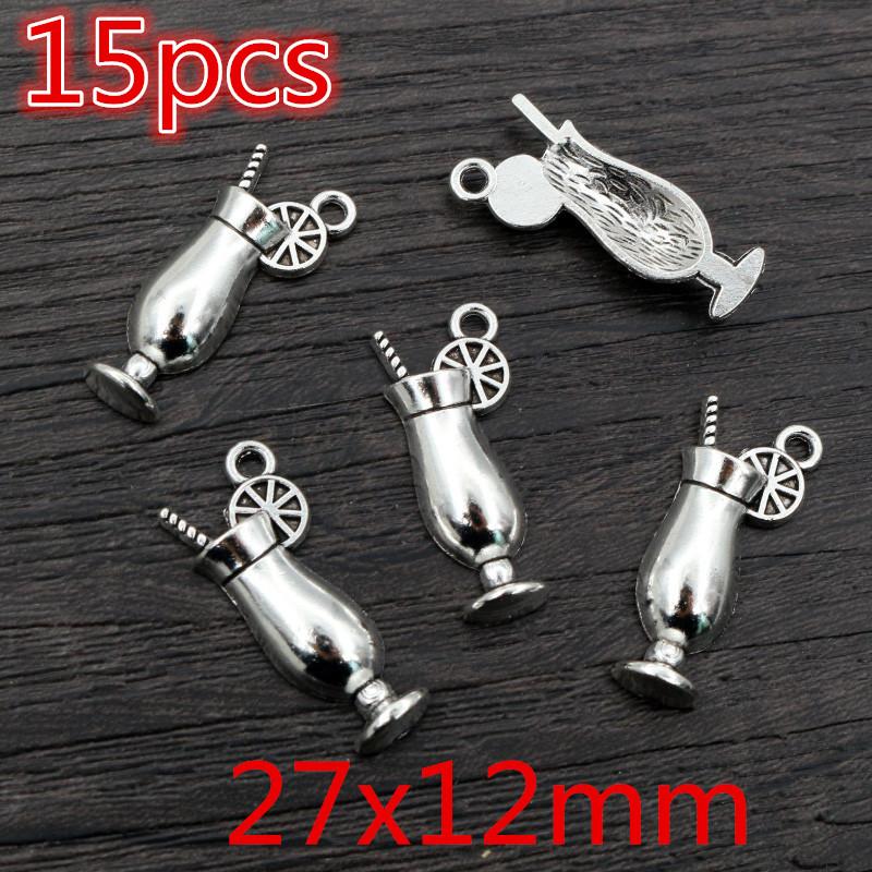 Fashion Antique Silver Plated Winebowl Wine Bottle Chrams Metal Alloy Pendant DIY Charms DIY Jewelry Making Findings