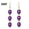 Retro Statement Earrings 1 Pair Acrylic Halloween for Women, Triple Skulls Drop Dangle Cool Alloy Ear Hooks Earrings, Gothic Jewelry Gifts Holiday