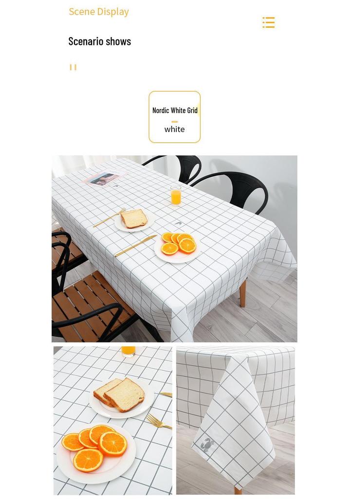Nordic Waterproof Oil-proof Rectangular Plaid Picnic Tablecloth