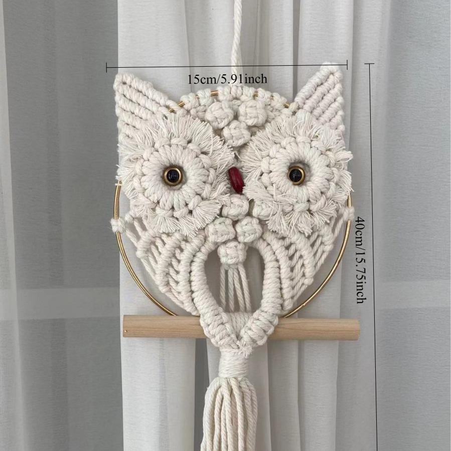 1pcs Handwoven Cotton Owl Wall Hanging | Nordic Bohemian Tapestry with Tassels Rope Decor Home Decoration Supplies