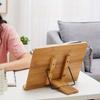 Book Stand for Reading Adjustable Book Holder with Elastic Page Clips Foldable Desktop Riser Stand Bamboo Reading Rack