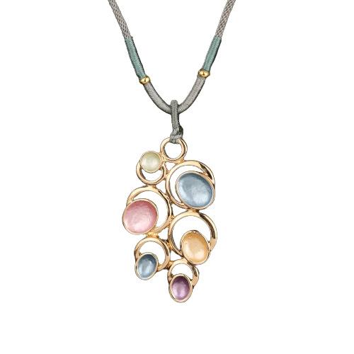 Luxury New Color Oil Hollow Round Flower Braided Rope Long Pendant, Ladies Retro Versatile Long Necklace