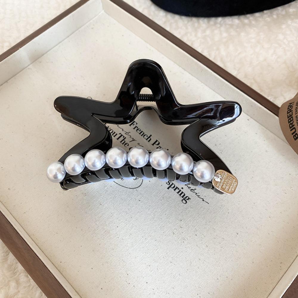 Five-Pointed Star Star Pearl Shark Clips Pentagram Star Pearl Hair Clips  Girls Gift