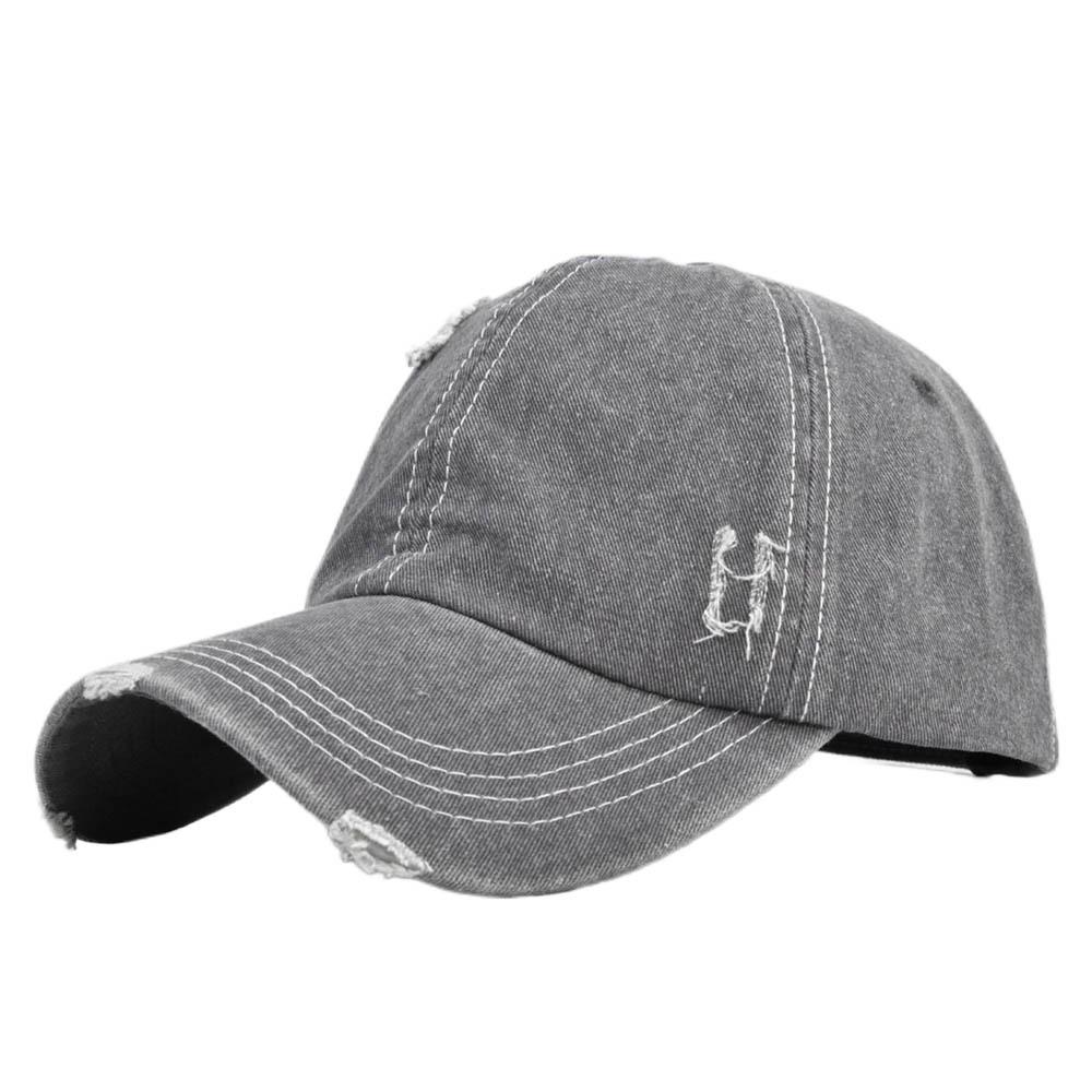Baseball Retro Cap Denim Distressed Washed Old Solid Color Duckbill Hat Hat Sun
