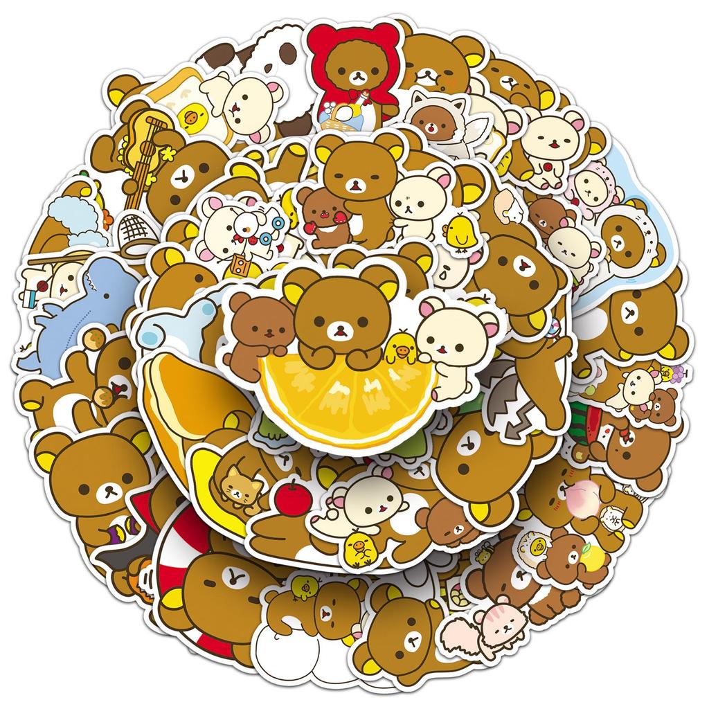 50 Blatt Rilakkuma Cartoon Aufkleber: Süße Dekoration für Handyhüllen, Trinkbecher und Computer
