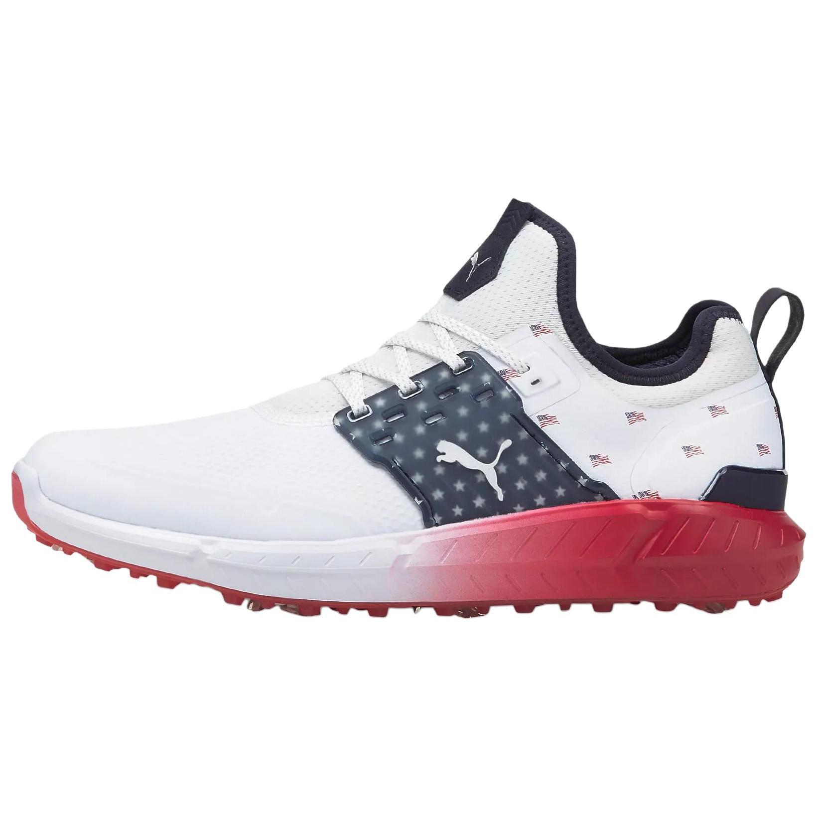 

Puma Зажигательные Артикулированные Прочные Низкие Гольф-Кроссовки Мужские Кроссовки Белые Красные Синие 376417-01 42