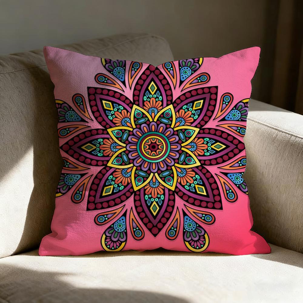 Mandala Style Decorative Pillow Case Linen Pillow Covers Cover For Couch Living Room Bench Patio Floor Linen Home Decor