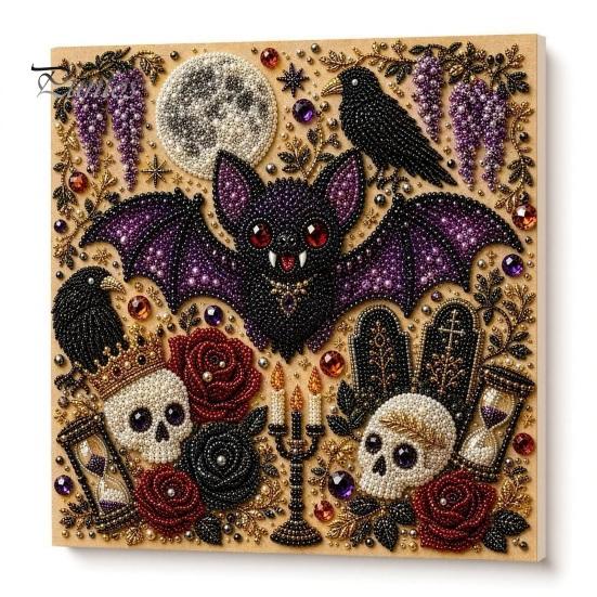 Relaxing Stress Relief Crafts Halloween Faux Pearl Painting Kit, DIY Witchcraft Art 3D Crafting Materials Bead Wall Craft Kit for Adults Beginners,