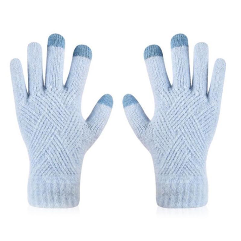 Modische Gestrickte Dicke Handschuhe für Männer & Frauen Einfarbig Argyle-Muster Winddicht Warm Herbst Winter Vollfingerhandschuhe