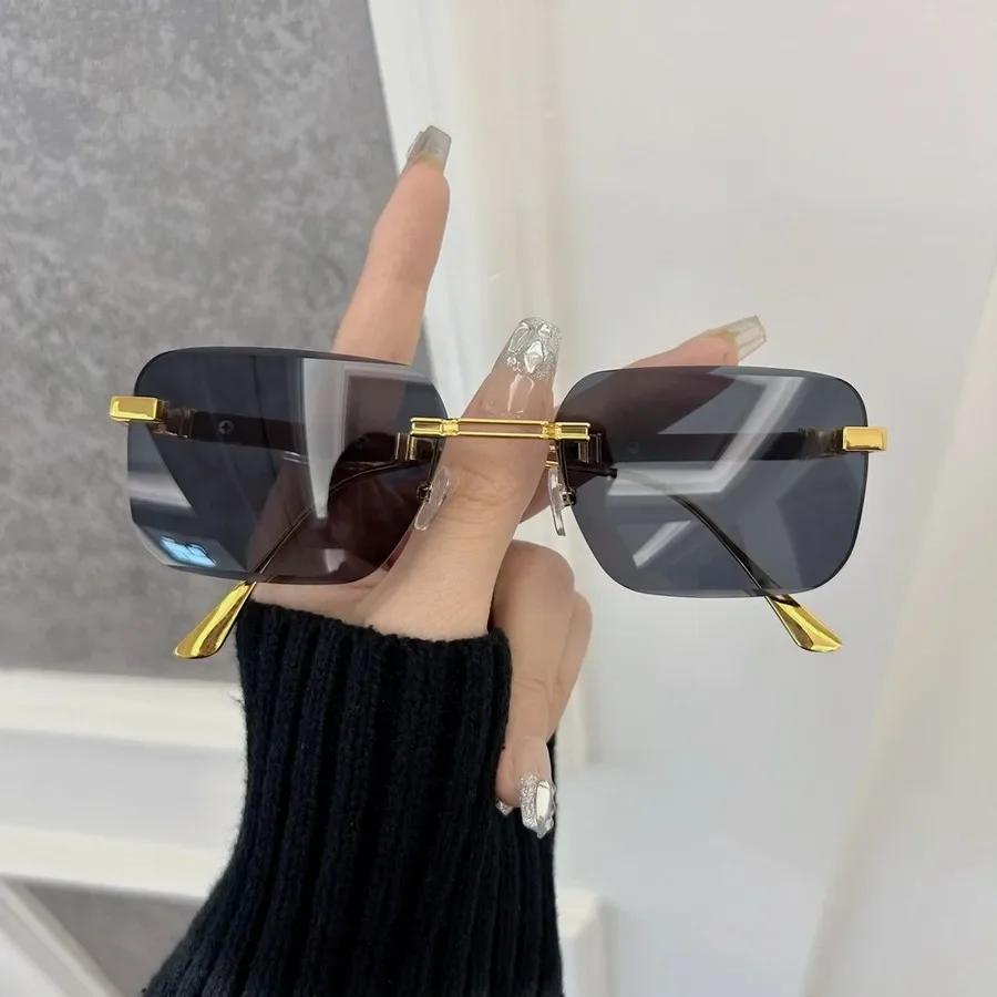 Designer Brand Square Sunglasses Women Men Colorful Small Frame Sun Glasses Female Mirror Colors Rimless Cool Fashion