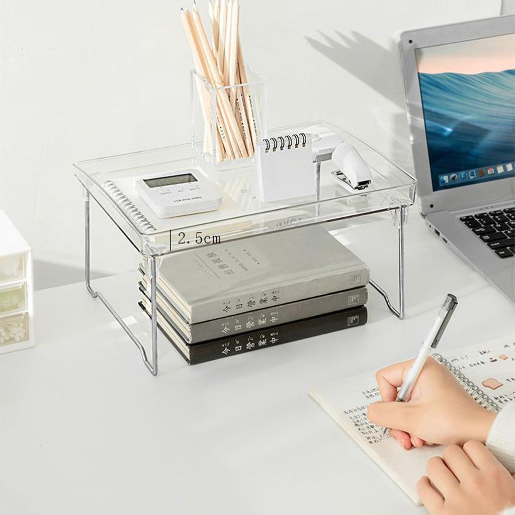 Organizator transparent stivuibil, din plastic, suport de depozitare transparent de masă pentru machiaj, ustensile de bucătărie